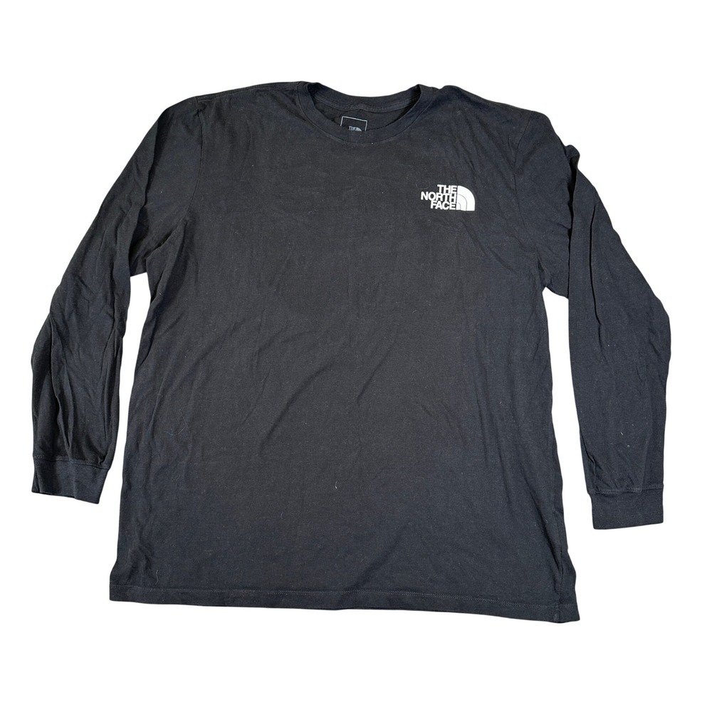 The North Face Mens XXL Black Long Sleeve Logo Graphic T-Shirt Cotton Tee